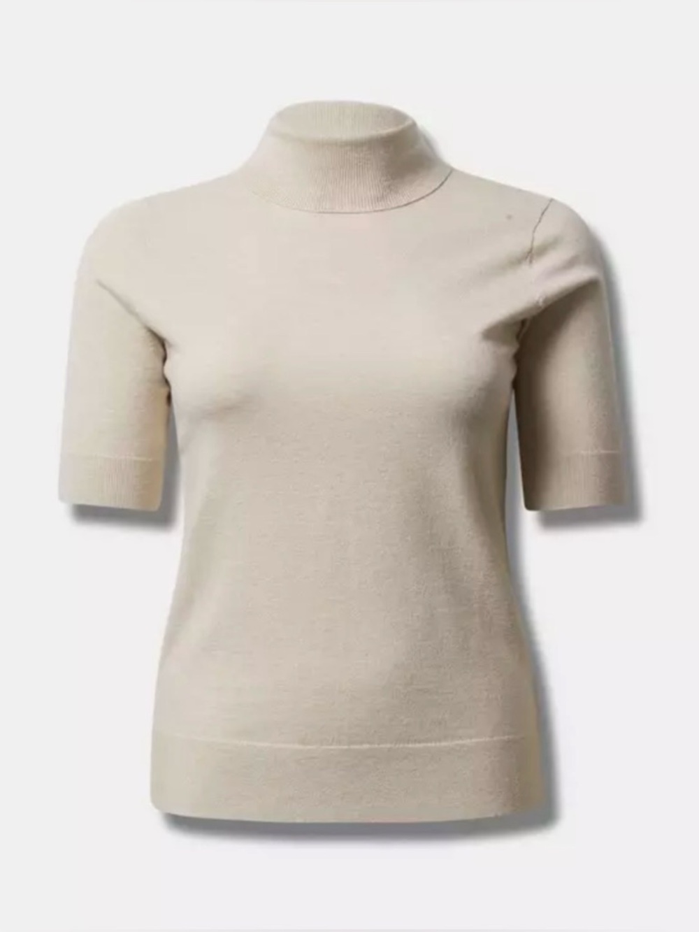 Torrid Everyday Soft Turtleneck Short Sleeve Sweater in Heather Oatmeal